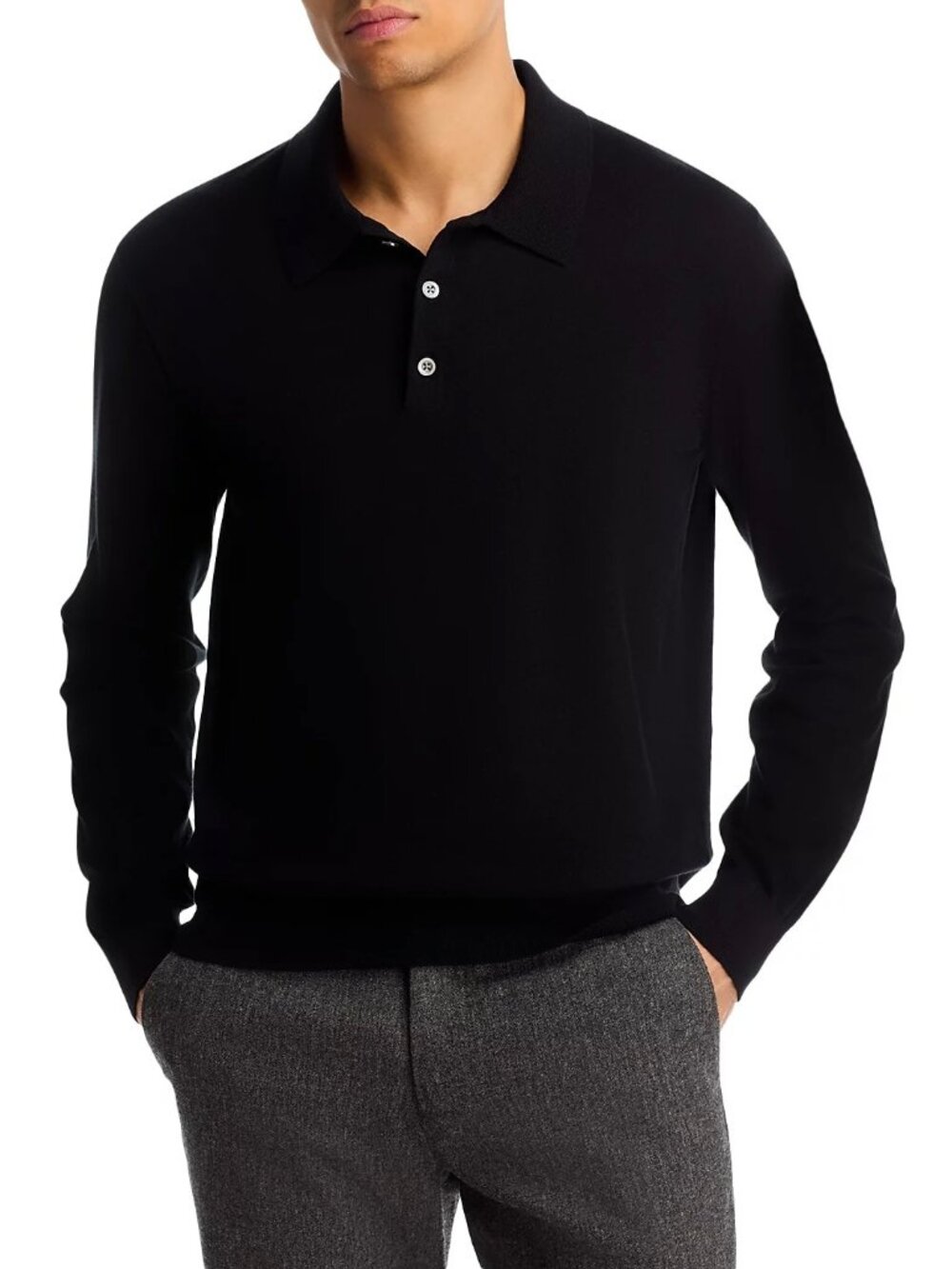Madewell Soft Knit Long Sleeve Ribbed Collar Polo Shirt Mens Black XL NWT 98